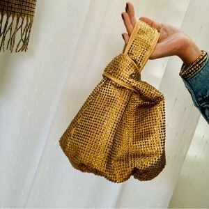 J. Crew Gold NWT satin & crystals Santorini formal evening bag/clutch/wristlet.